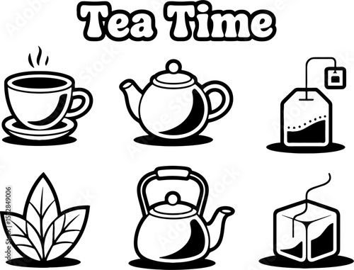 Tea Cup Teapot Leaf Tea Bag Tea Cubes Set