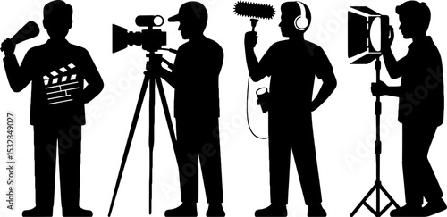 Film Crew Silhouette Movie Production Team Set