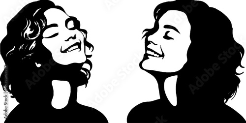 Joyful expression with wide smile and cheeks raised for positive design inspiration