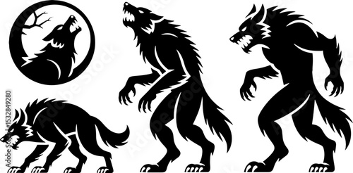 Werewolf Silhouette Evolution Halloween Mythical Creature