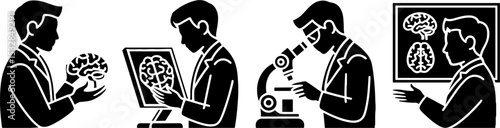 Scientist Examining Brain Model Research Neuroscience Studys