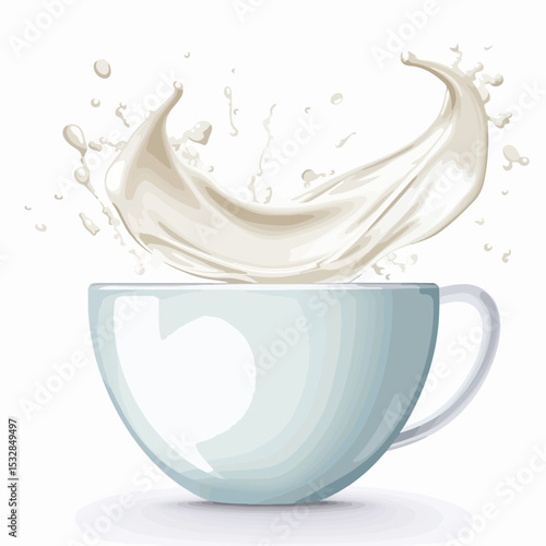 Professional Vector Illustration of a Milk Glass Cup in Detailed Stock Vector Image