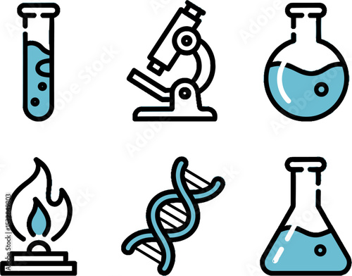 Science Laboratory Equipments Set Chemistry Research Symbols