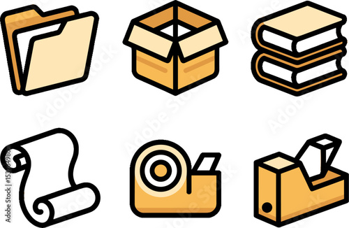 Office Supplys Folder Box Books Tape Dispenser Packing Tape