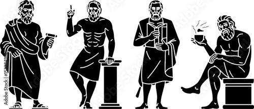 Ancient Greek Philosopher Figures Talking Teaching and Relaxing