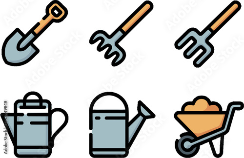 Garden Tool Set Shovel Rake Watering Can Wheelbarrows