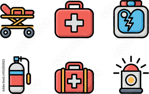 Medical Emergency Equipments Set for Healthcare Applications