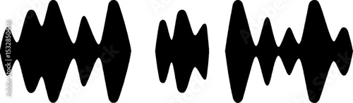 Abstract soundwave waveform patterns in high contrast black for audio design