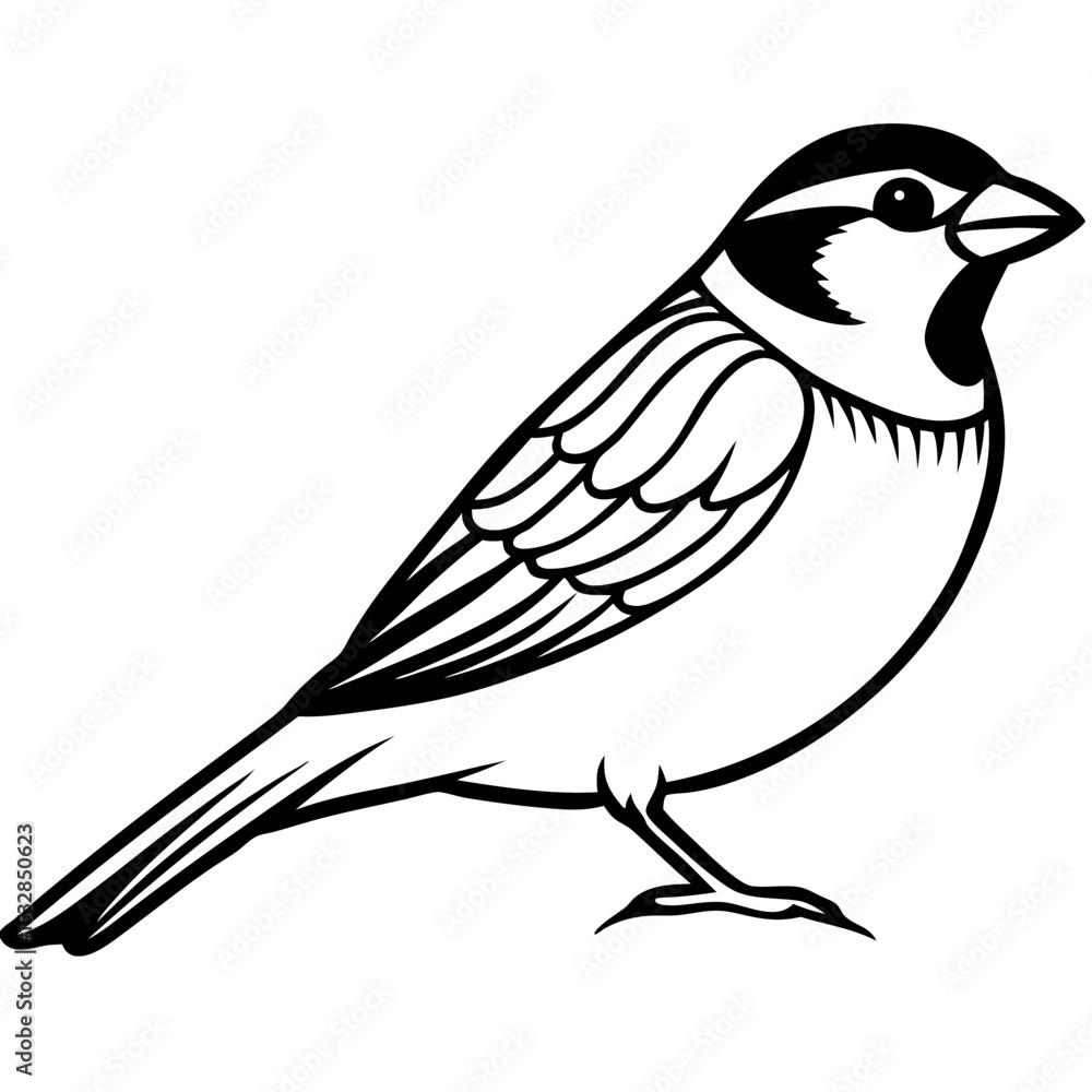 Obraz premium Sparrow Shape line art vector
