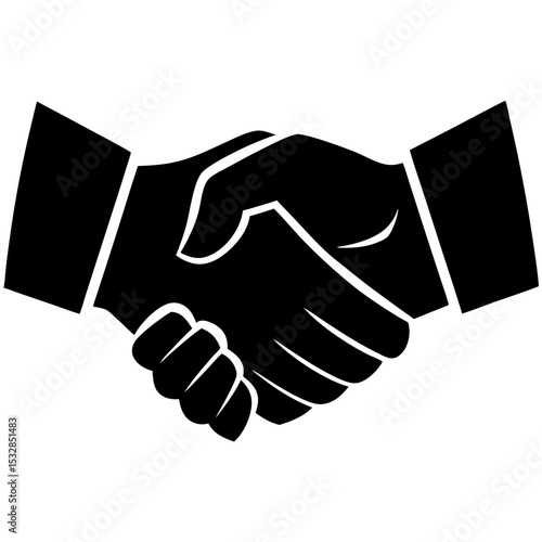Simple handshake silhouette icon graphic
