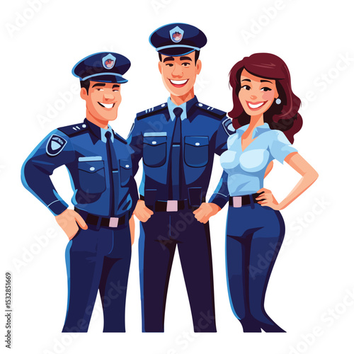 Diverse Team of Professionals - Pilot and Police Officer Working Together in Aviation Security Operations