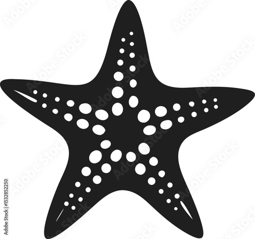 Starfish silhouette unique marine species known for its radial symmetry and oceanic habitat