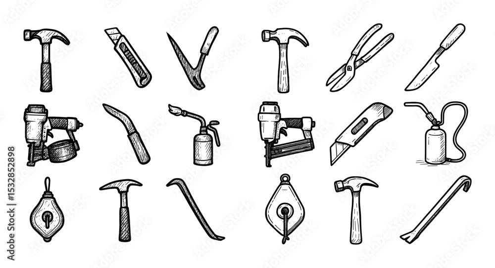 Fototapeta premium Roofing Tools Icons