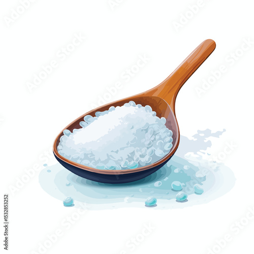 Luxurious Spa Spoon with Sea Salt for Relaxation and Wellness Concept in Vector Illustration