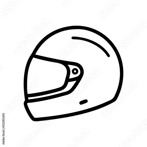Stylized depiction of a protective headgear with visor and sleek design in monochrome style art form