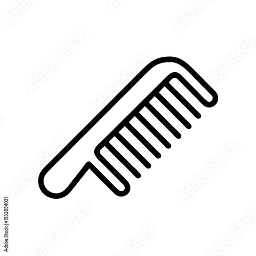 Simple outline drawing of a grooming tool with teeth for styling and detangling hair strands for beauty use
