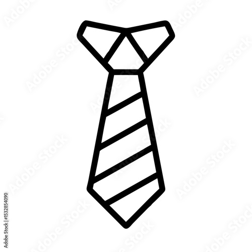 Outline graphic showing a striped neckwear item often worn in professional settings for formal attire
