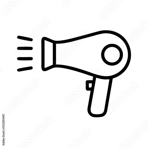 Depiction of a hairstyling appliance with airflow lines emanating from the nozzle end design here