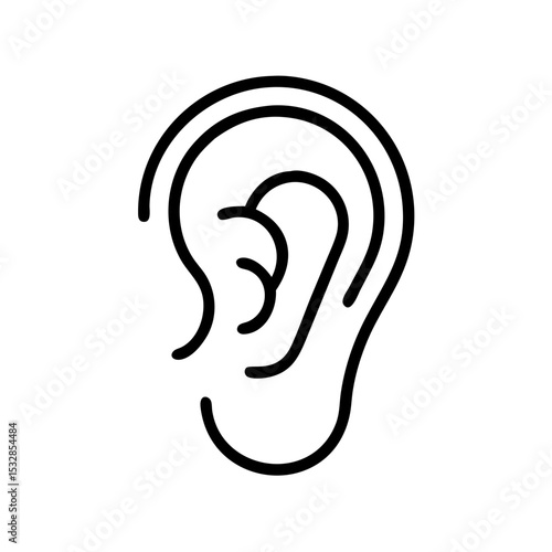 A simple line drawing of an auditory organ showcasing its outer structure and inner components nicely