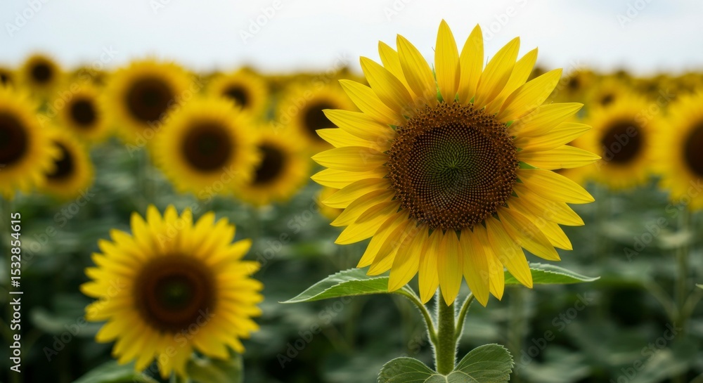 Sunflower field, bright yellow blossoms Sunflower field, bright yellow blossoms