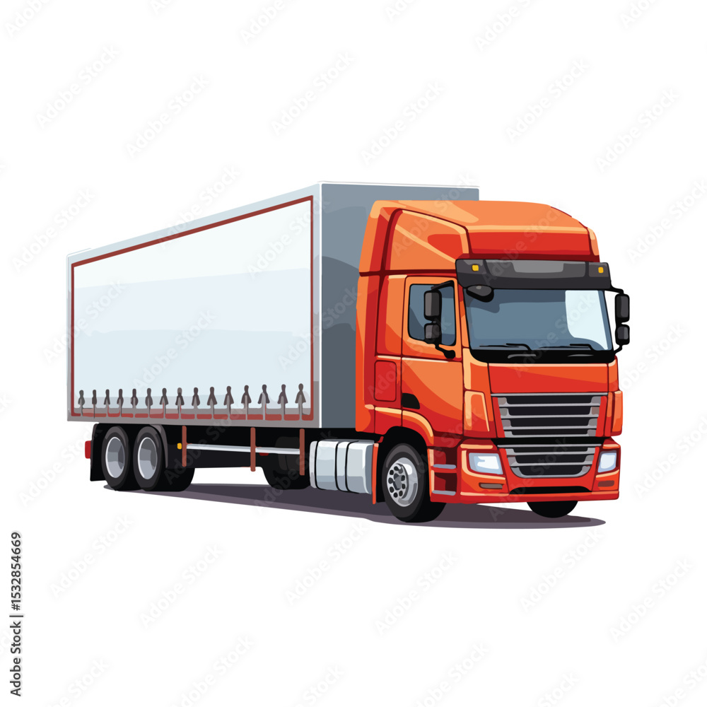 Professional Truck Cabin & Trailer Transport Business Vector Illustration Professional Truck Cabin & Trailer Transport Business Vector Illustration