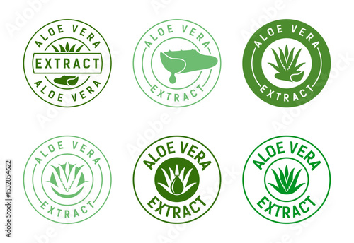 Aloe Vera extract icon set design. Aloe Vera badge label for product packaging