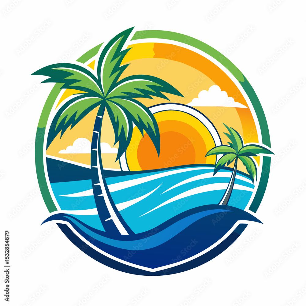 Obraz premium summer beach logo vector illustration