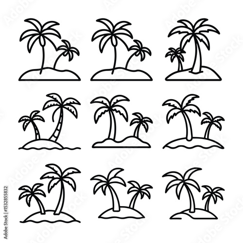 set of vector palms