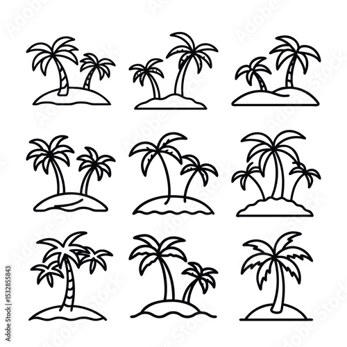 set of vector palms