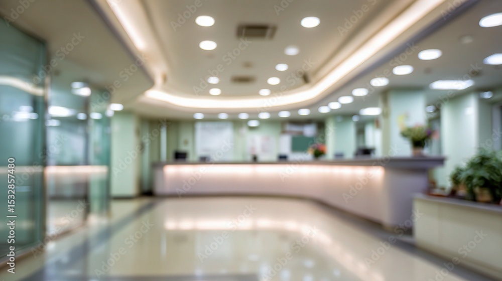 Fototapeta premium Bright and Clean Hospital Reception Area with Soft Focus Effect