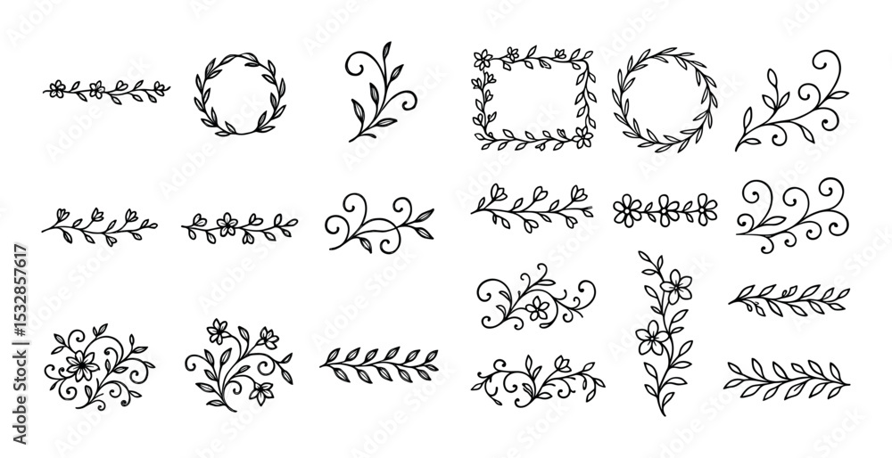 Fototapeta premium Floral Vines Icons
