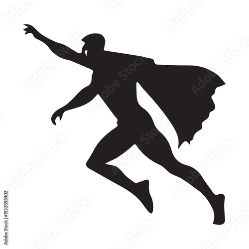 Silhouette of a superhero in flight