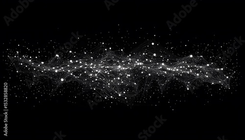 Abstract digital network design with particles and lines.