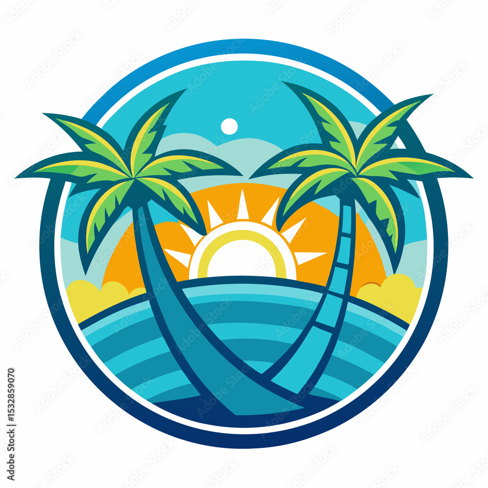 Obraz premium summer beach logo vector illustration