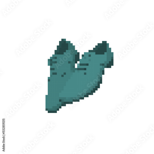 Pixel style sneakers icon in mosaic design. flat, retro visual with simple and direct features.