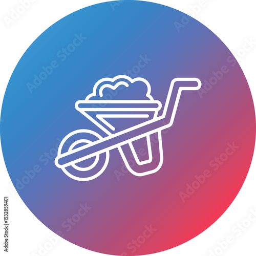 Wheelbarrow Line Gradient Circle Background Icon