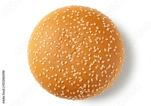 Sesame seed bun isolated on white background