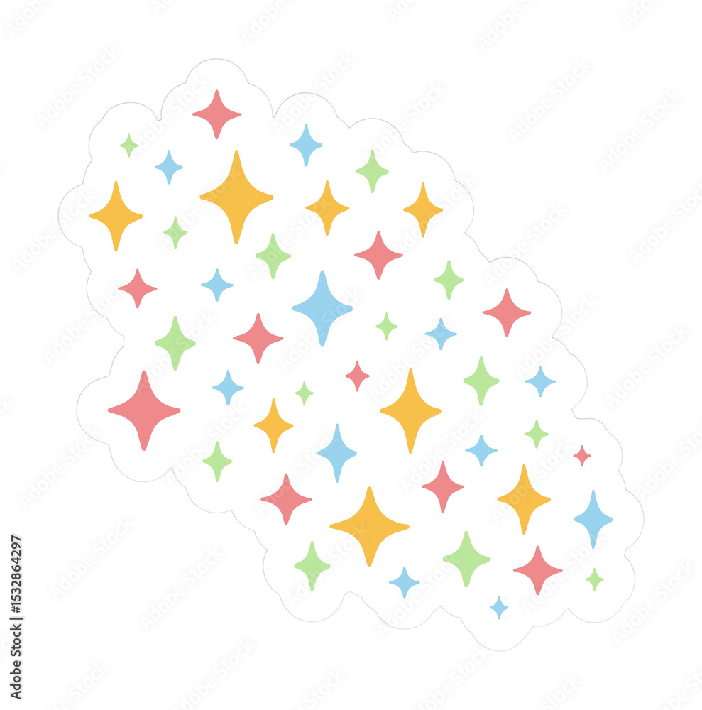 Fototapeta premium Showing flat design sparkle cluster over transparent background with colorful four-point stars