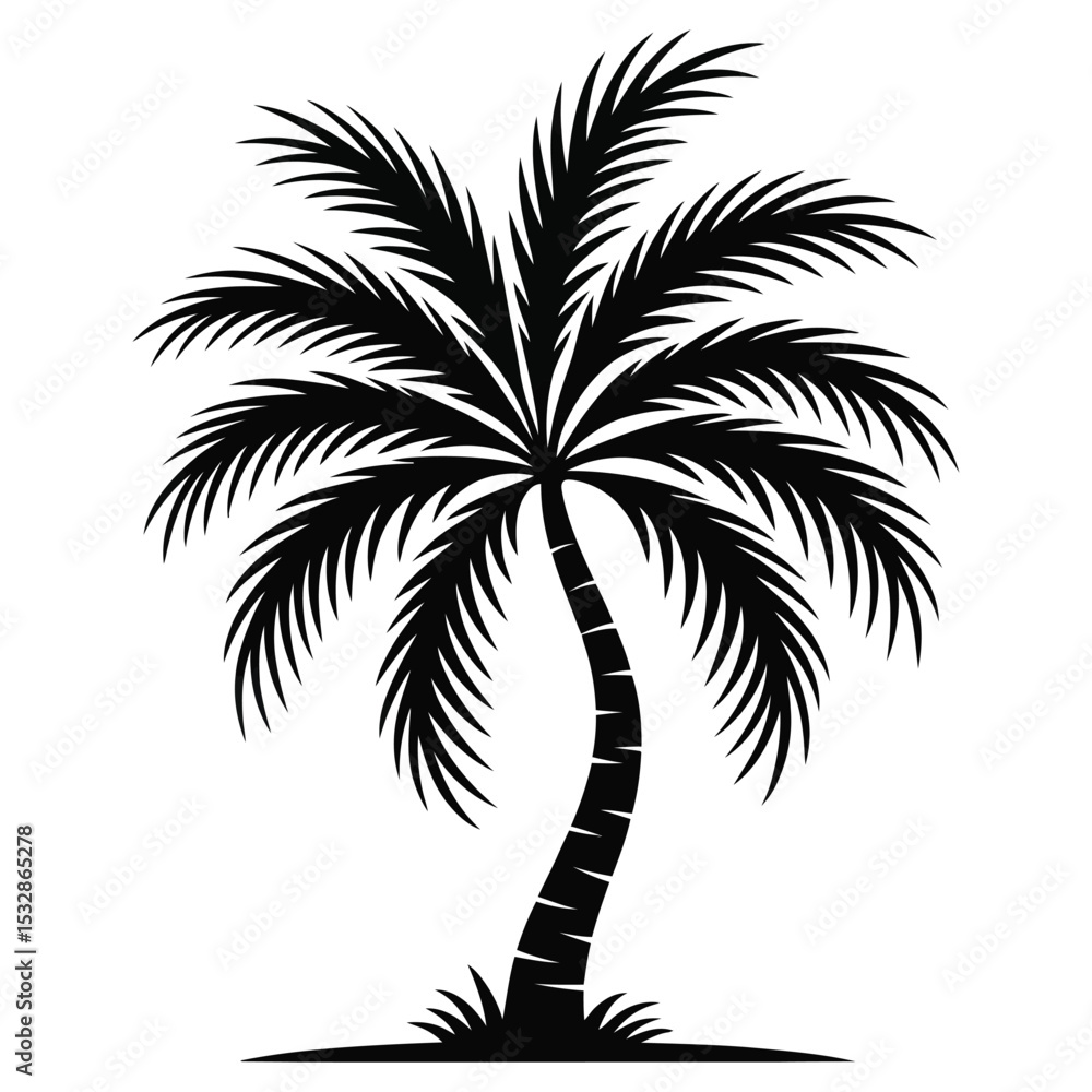 Fototapeta premium Flat Color Tropical Palm Tree Vector Art Design.