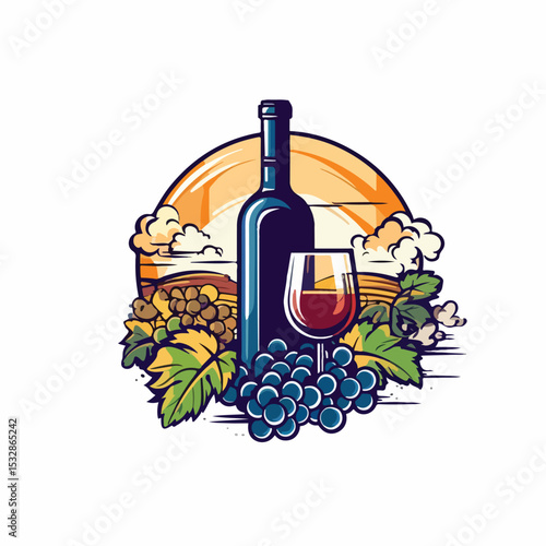 Elegant Wine Icon Design Vector Illustration for Beverage Industry Usage