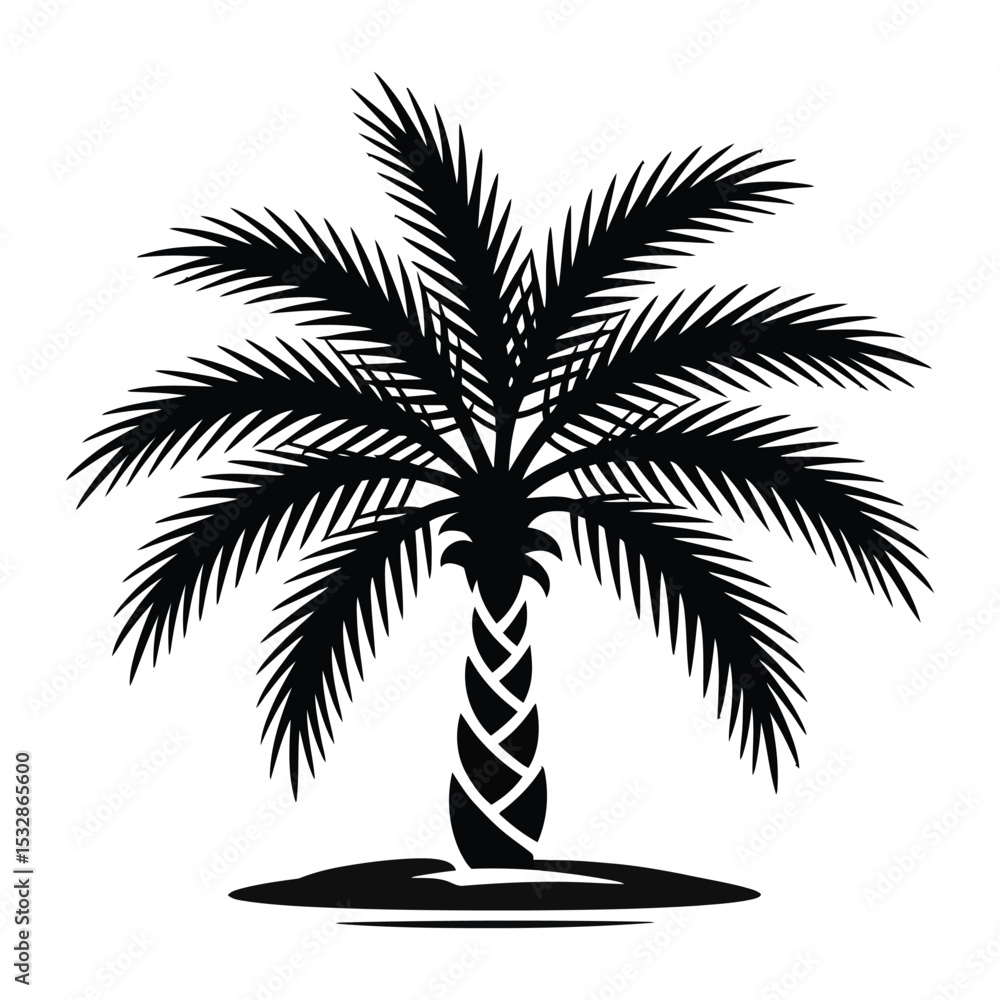 Obraz premium Flat Color Tropical Palm Tree Vector Art Design.