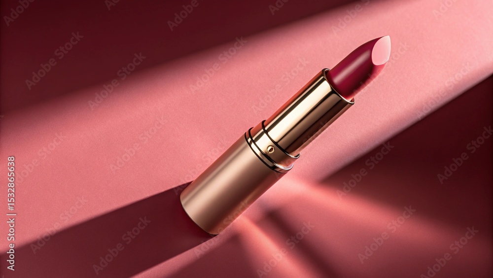 Fototapeta premium Red lipstick tube on black, a glamorous beauty accessory