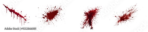 blood splatter isolated or paint splatters texture, png background, cutout transparent Halloween concept, Realistic falling drop with rippling effect, splashing alien red blood