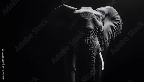 Silhouette of an elephant in dramatic lighting.