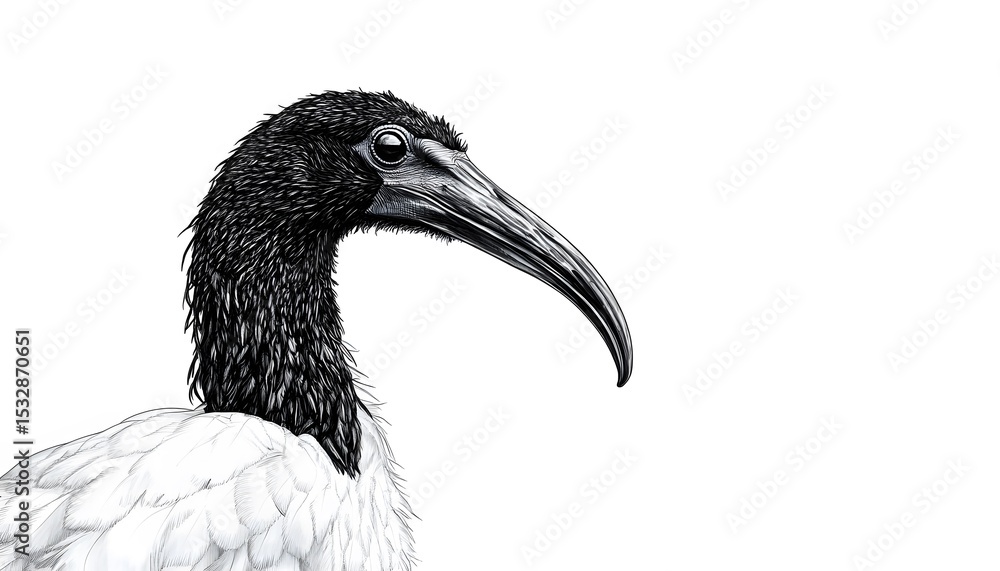 Obraz premium Detailed illustration of a bird's head and neck.