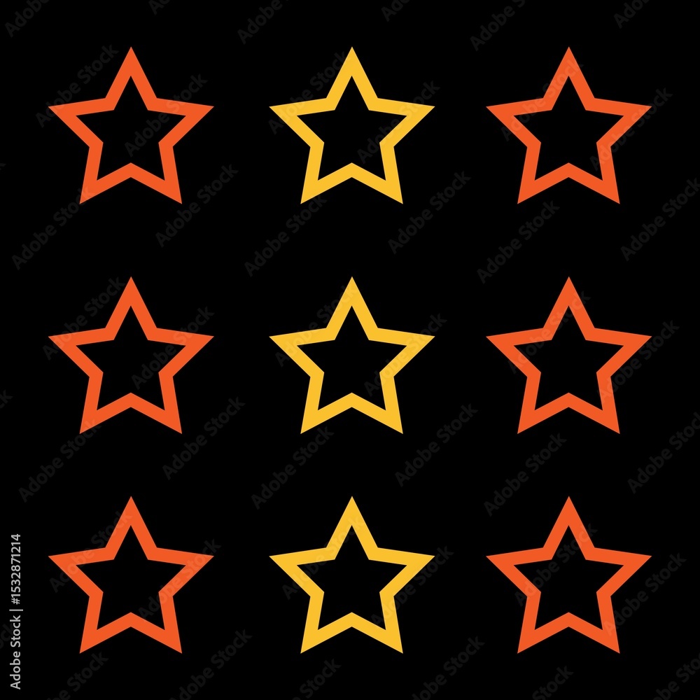 Fototapeta premium Stylized Star Pattern in Orange and Yellow on Black Background – Seamless Vector 13 June 2025 City Multan Punjab Pakistan 
