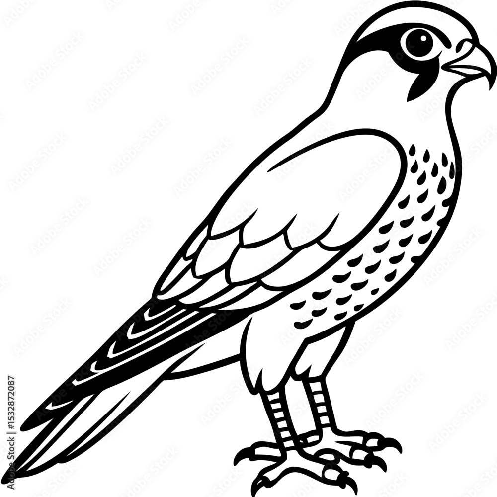 Fototapeta premium Sparrowhawk Minimalist Line Art on White