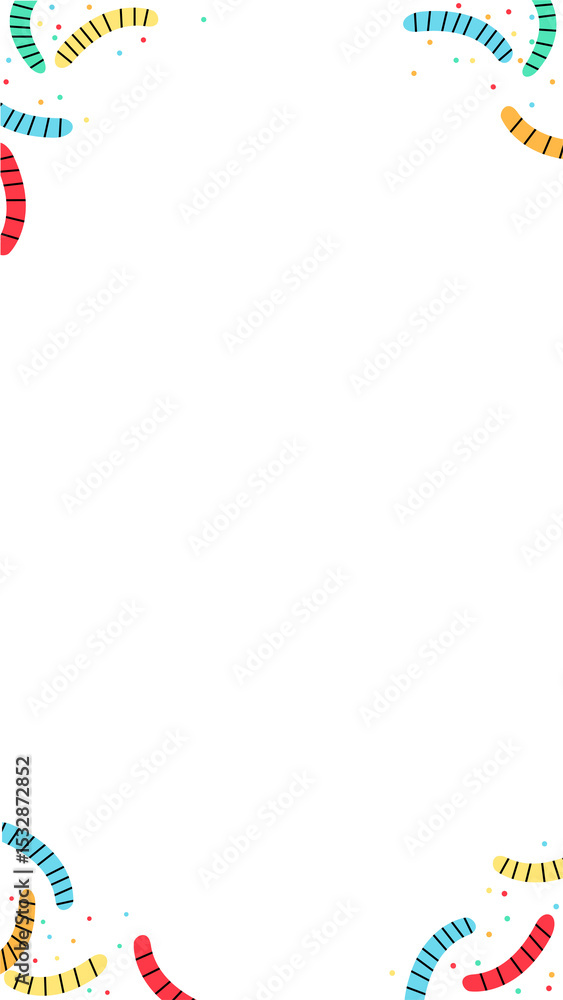 Fototapeta premium Flat design border is being shown on transparent background with ribbons stars confetti copy space