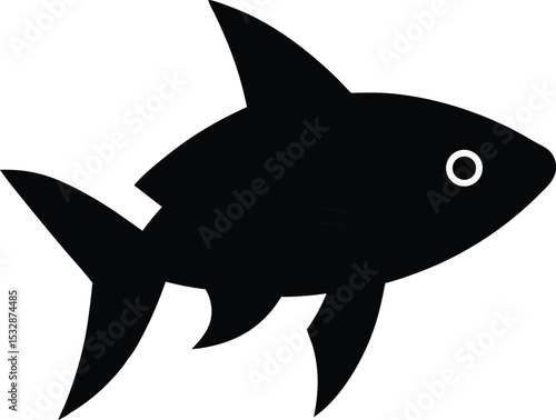 Neon tetra fish silhouette icon on transparent background 