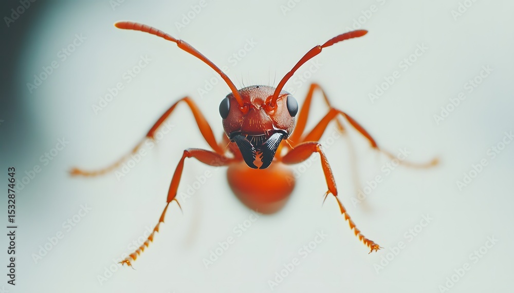 Fototapeta premium Close-up of a vibrant red ant.